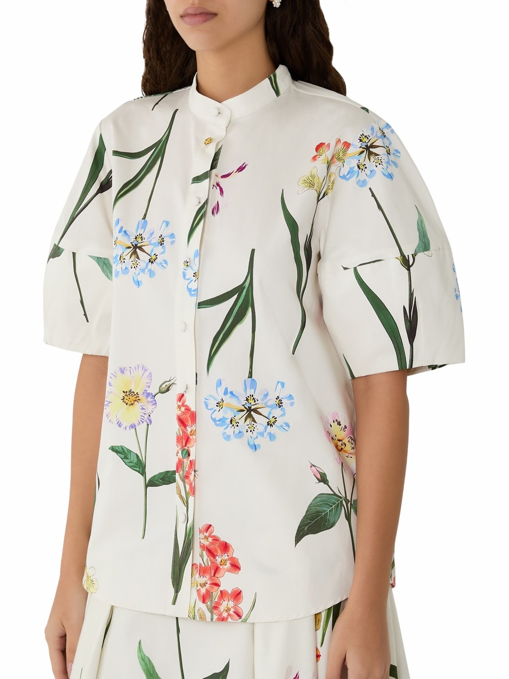 NWT Leo Lin Jemma Blouse Floral Button Front Balloon Sleeve Sz 10